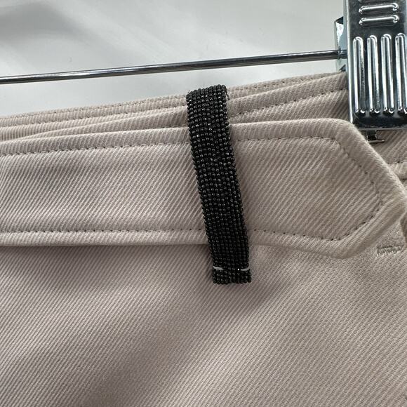 Brunello Cucinelli Pants Womens 2 Ivory Career Office Straight Designer Blingy - Picture 4 of 15